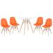 Mesa redonda Eames 70 cm + 4 cadeiras estofadas Eiffel Botonê Mesa branco com cadeiras laranja