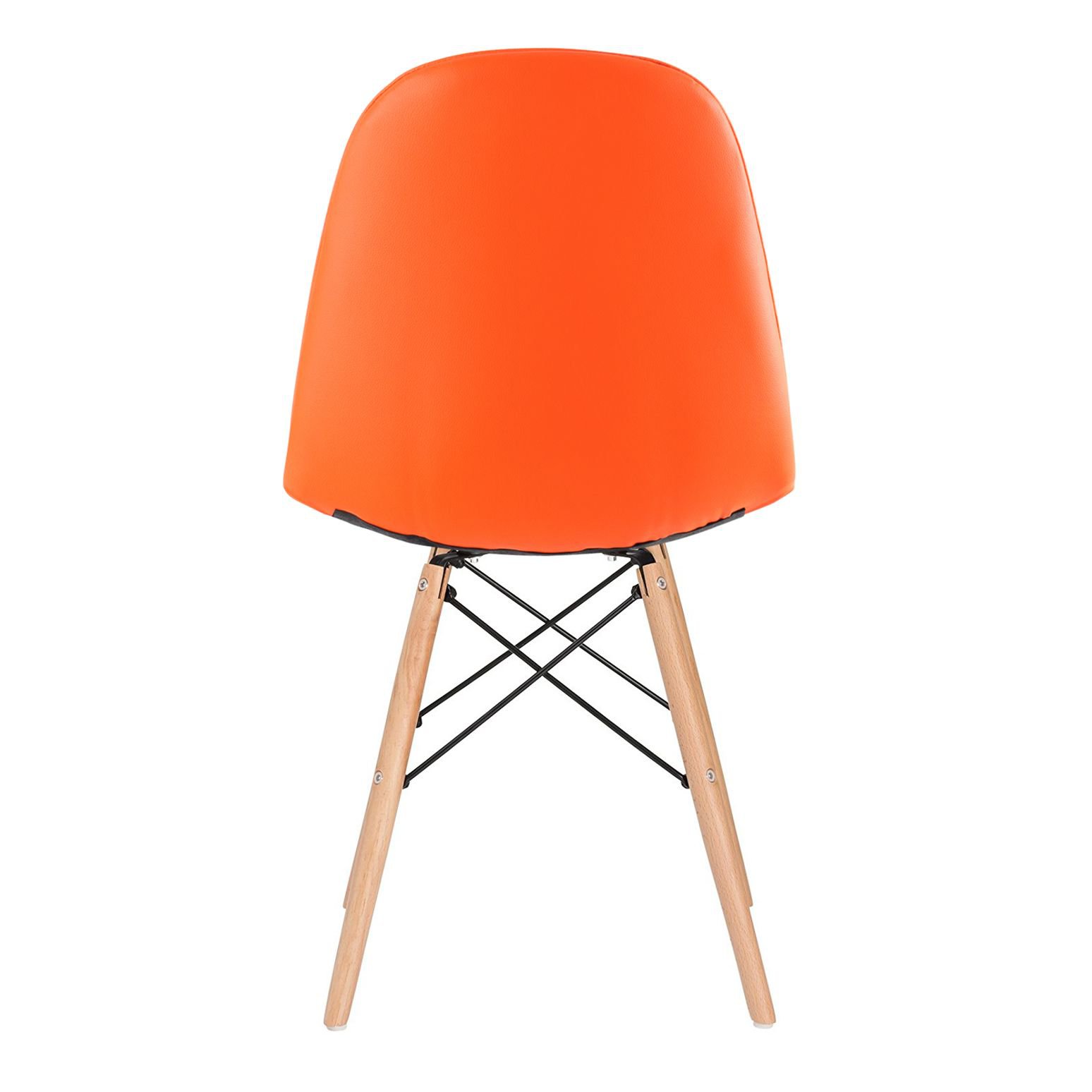 Mesa redonda Eames 70 cm + 4 cadeiras estofadas Eiffel Botonê Mesa branco com cadeiras laranja