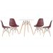Mesa redonda Eames 70 cm branco + 4 cadeiras Eiffel DSW Marrom