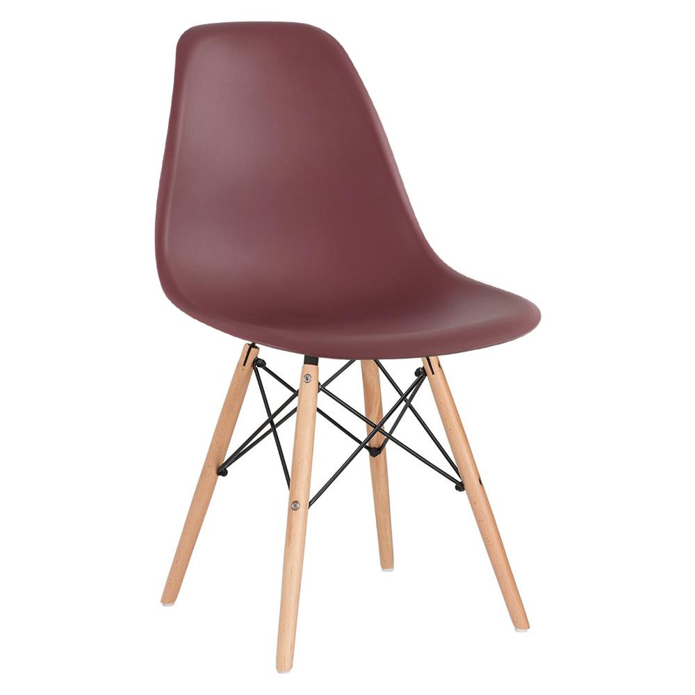 Mesa redonda Eames 70 cm branco + 4 cadeiras Eiffel DSW Marrom