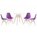 Mesa redonda Eames 70 cm branco + 4 cadeiras Eiffel DSW Roxo