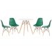 Mesa redonda Eames 70 cm branco + 4 cadeiras Eiffel DSW Verde escuro