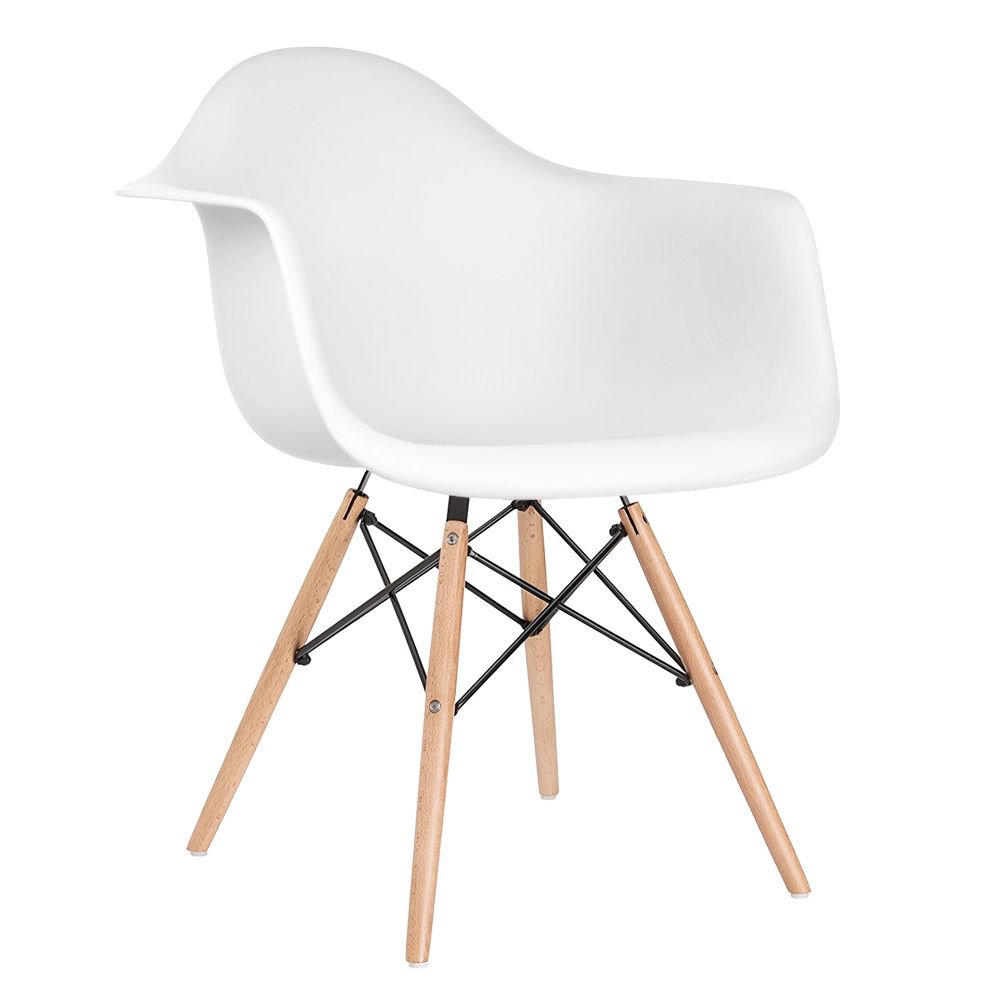 Mesa redonda Eames 80 cm + 4 cadeiras Eiffel DAW Mesa preto com cadeiras branco