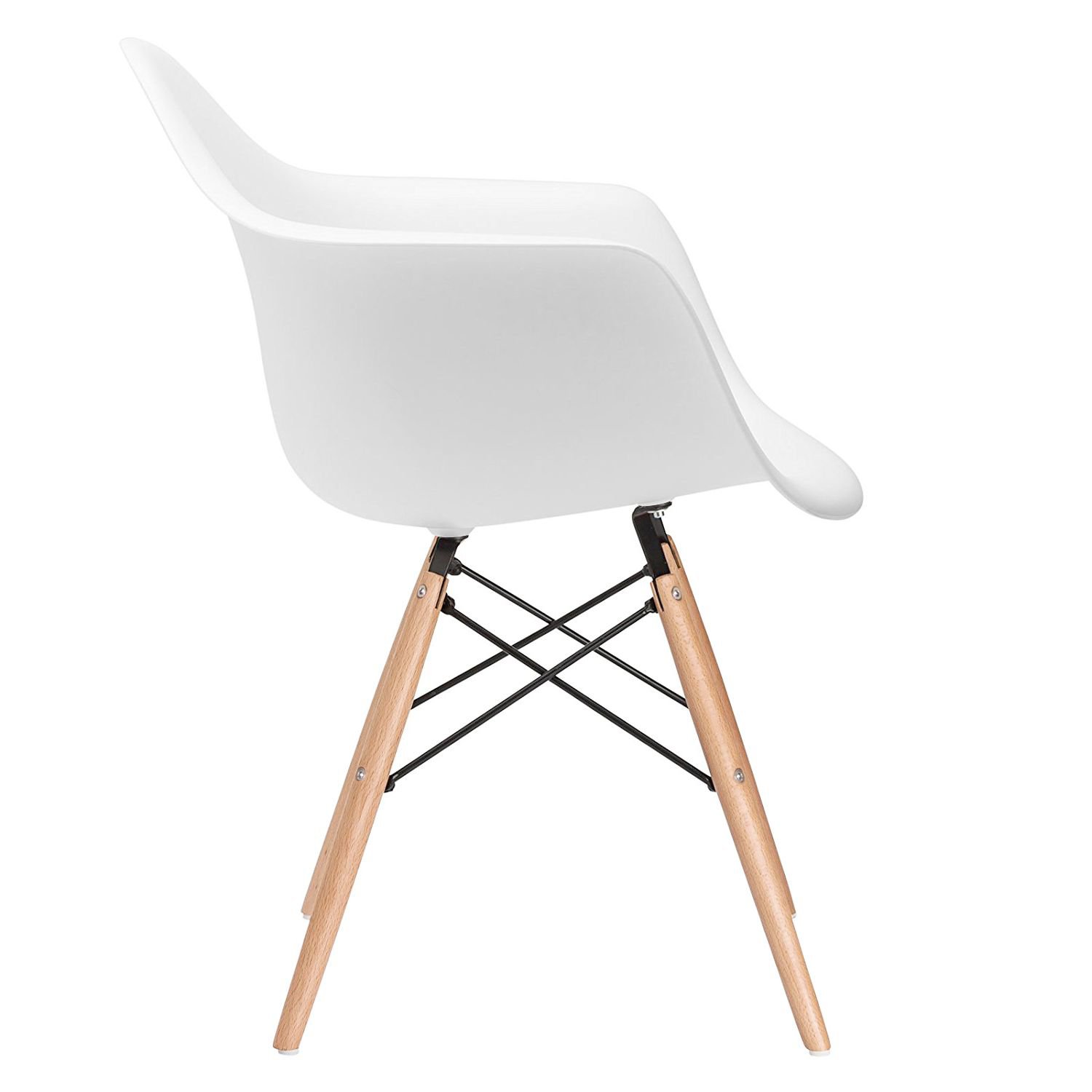Mesa redonda Eames 80 cm + 4 cadeiras Eiffel DAW Mesa preto com cadeiras branco