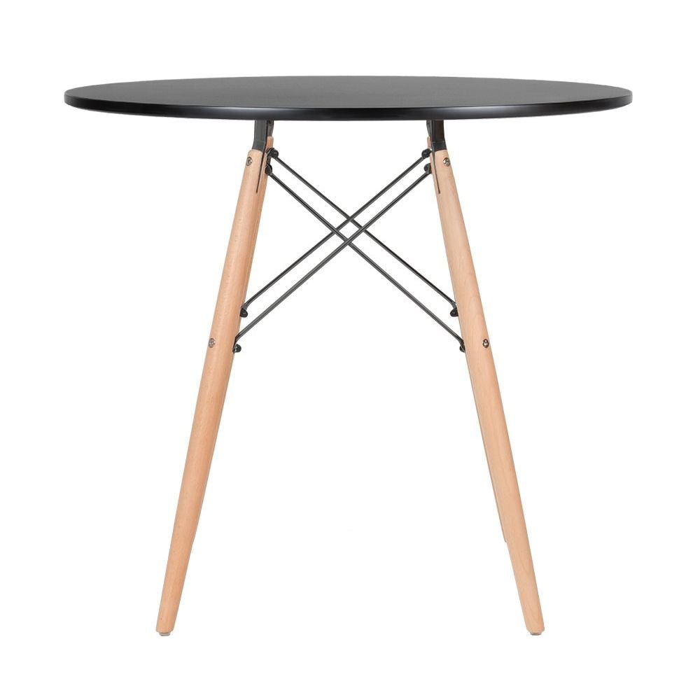 Mesa redonda Eames 80 cm + 4 cadeiras Eiffel DAW Mesa preto com cadeiras branco
