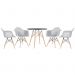 Mesa redonda Eames 80 cm + 4 cadeiras Eiffel DAW Mesa preto com cadeiras cinza claro