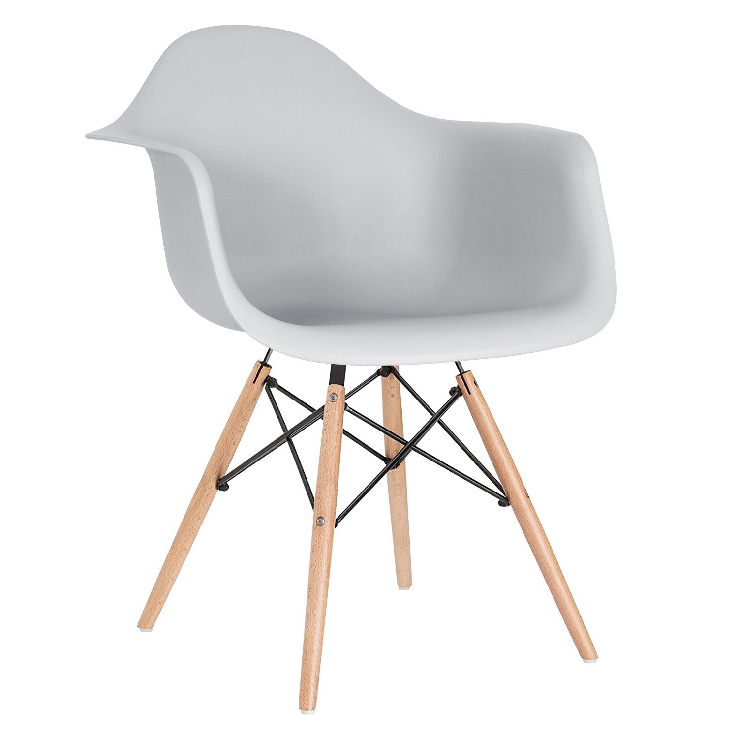 Mesa redonda Eames 80 cm + 4 cadeiras Eiffel DAW Mesa preto com cadeiras cinza claro