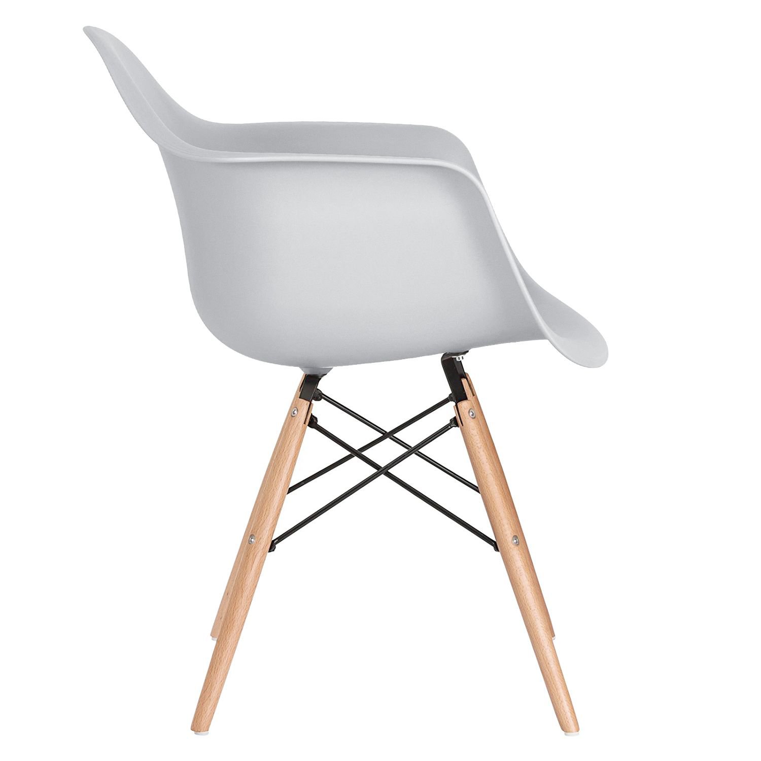 Mesa redonda Eames 80 cm + 4 cadeiras Eiffel DAW Mesa preto com cadeiras cinza claro