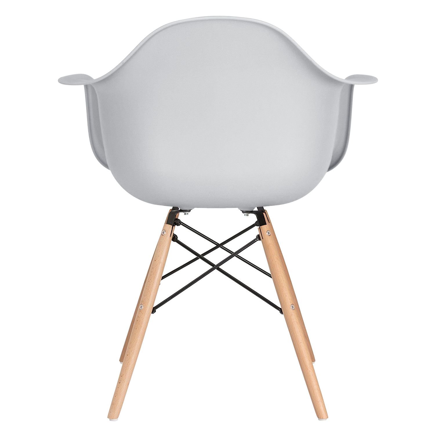 Mesa redonda Eames 80 cm + 4 cadeiras Eiffel DAW Mesa preto com cadeiras cinza claro