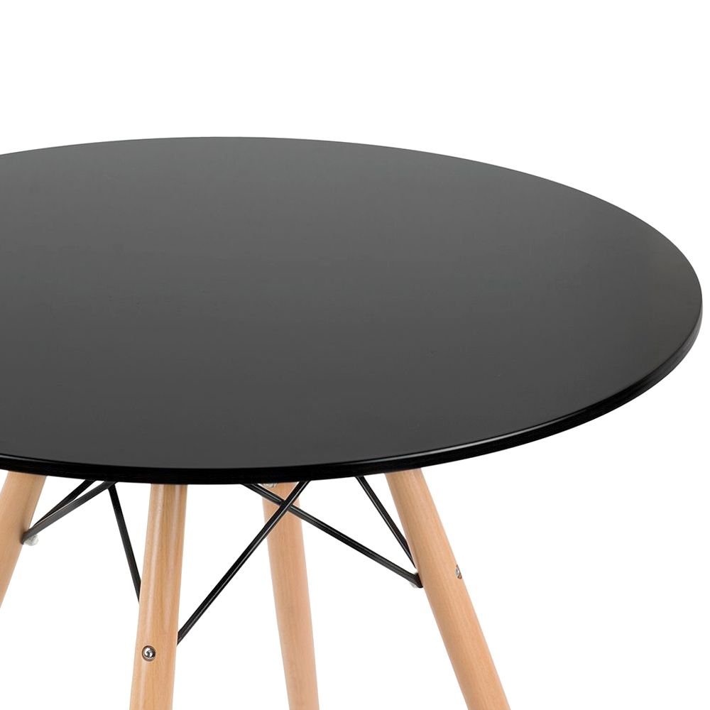 Mesa redonda Eames 80 cm + 4 cadeiras Eiffel DAW Mesa preto com cadeiras cinza claro
