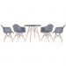 Mesa redonda Eames 80 cm + 4 cadeiras Eiffel DAW Mesa preto com cadeiras cinza escuro