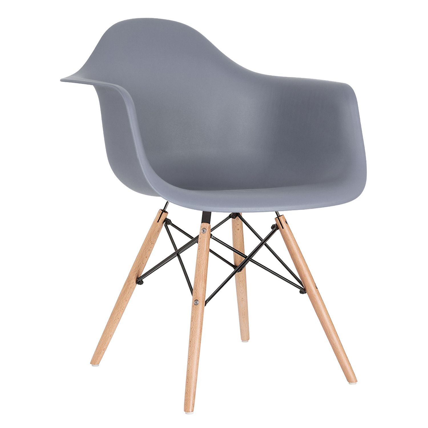 Mesa redonda Eames 80 cm + 4 cadeiras Eiffel DAW Mesa preto com cadeiras cinza escuro
