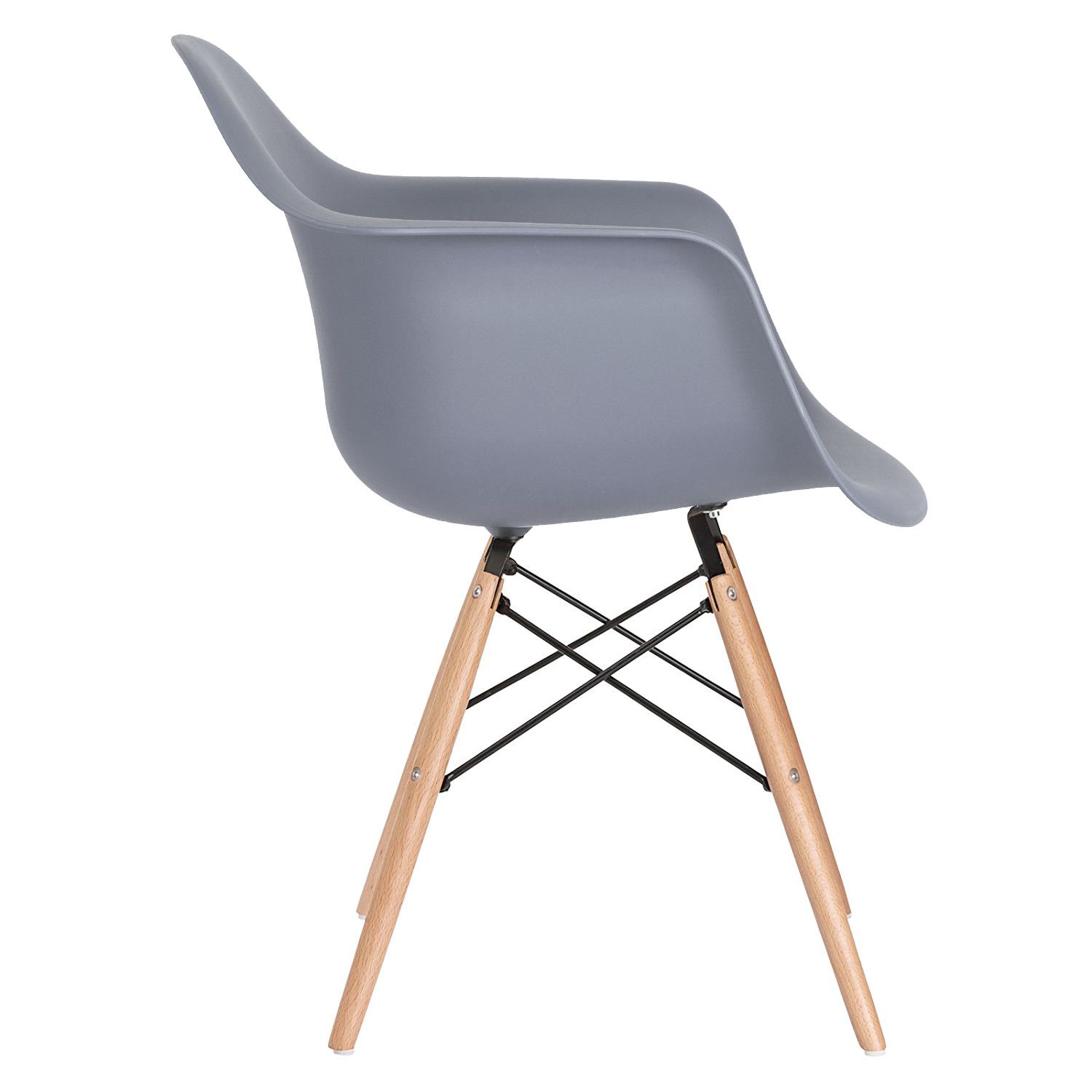 Mesa redonda Eames 80 cm + 4 cadeiras Eiffel DAW Mesa preto com cadeiras cinza escuro