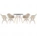 Mesa redonda Eames 80 cm + 4 cadeiras Eiffel DAW Mesa preto com cadeiras nude
