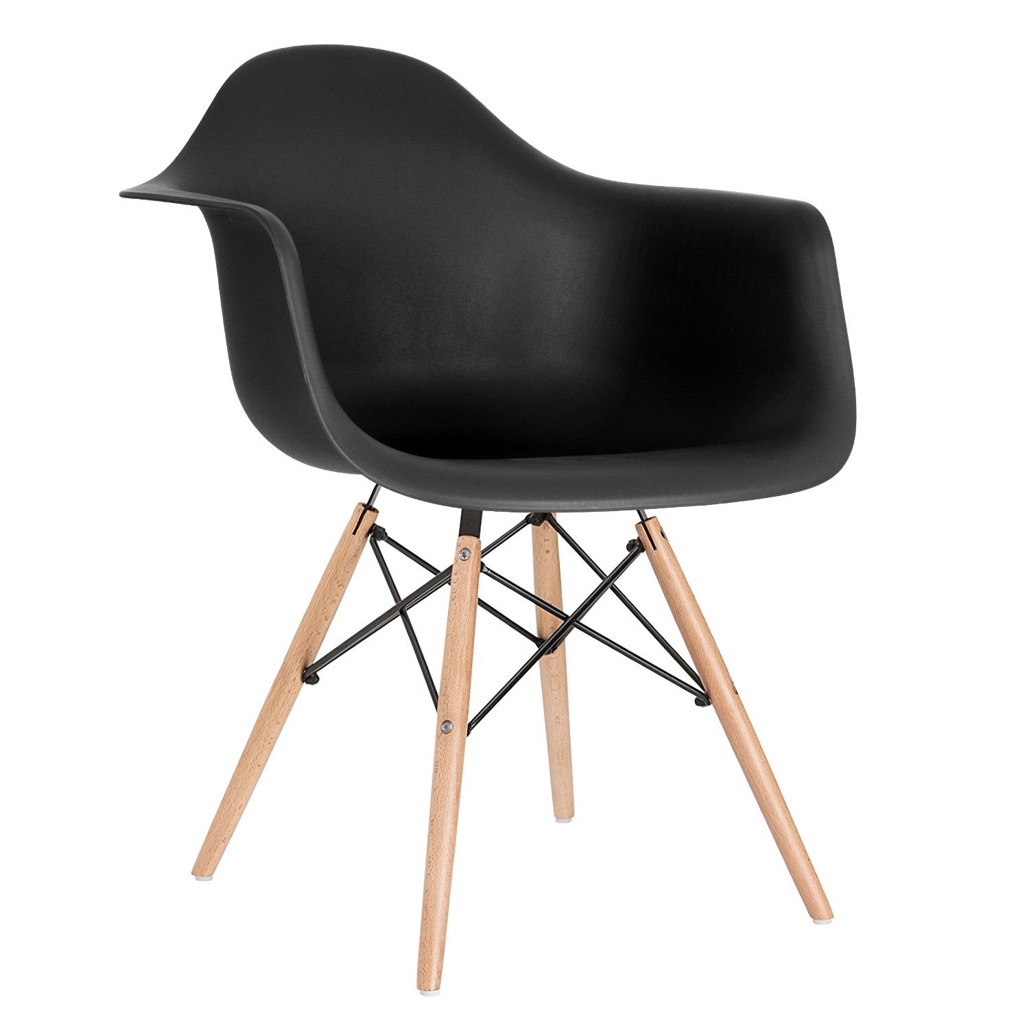 Mesa redonda Eames 80 cm + 4 cadeiras Eiffel DAW Mesa preto com cadeiras preto