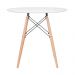 Mesa redonda Eames 80 cm branco + 2 cadeiras estofadas Eiffel Botonê Creme