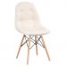 Mesa redonda Eames 80 cm branco + 2 cadeiras estofadas Eiffel Botonê Creme