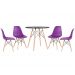 Mesa redonda Eames 80 cm preto + 4 cadeiras Eiffel DSW Roxo