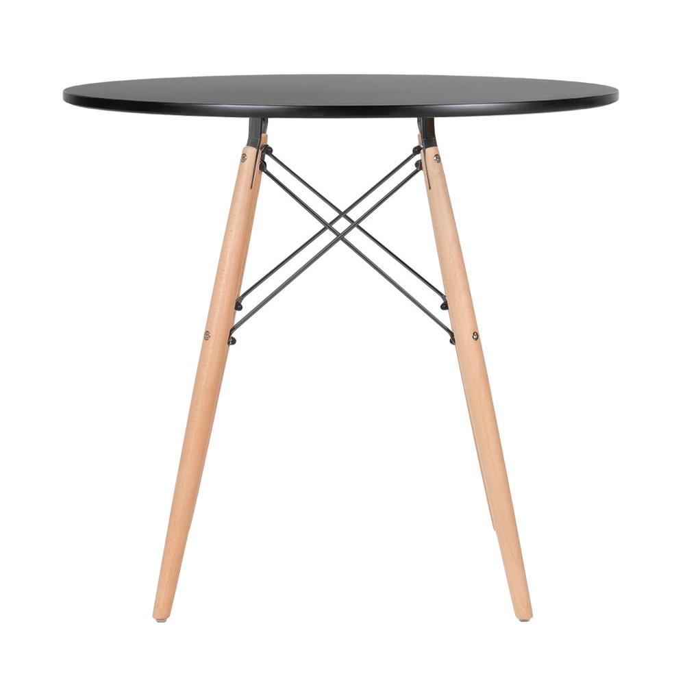Mesa redonda Eames 80 cm preto + 4 cadeiras Eiffel DSW Roxo