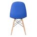 Mesa redonda Eames 80 cm preto + 4 cadeiras estofadas Eiffel Botonê Azul
