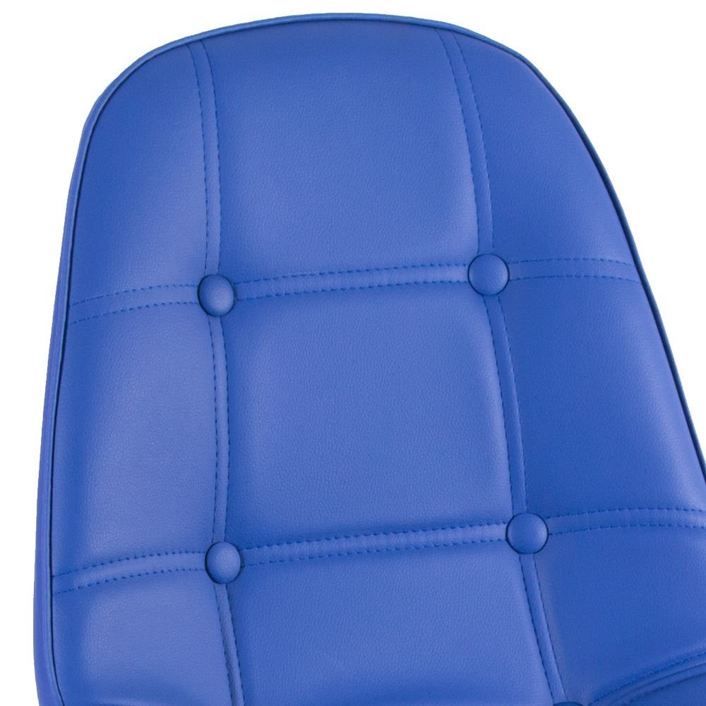 Mesa redonda Eames 80 cm preto + 4 cadeiras estofadas Eiffel Botonê Azul