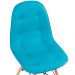 Mesa redonda Eames 80 cm preto + 4 cadeiras estofadas Eiffel Botonê Azul Tiffany