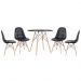 Mesa redonda Eames 80 cm preto + 4 cadeiras estofadas Eiffel Botonê Preto