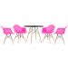Mesa redonda Eames 90 cm + 4 cadeiras Eiffel DAW Mesa preto com cadeiras rosa pink