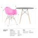 Mesa redonda Eames 90 cm + 4 cadeiras Eiffel DAW Mesa preto com cadeiras rosa pink