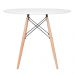 Mesa redonda Eames 90 cm branco + 4 cadeiras estofadas Eiffel Botonê Vinho