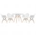 Mesa redonda Eames com tampo de vidro 100 cm + 4 cadeiras Eiffel DAW Branco