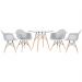 Mesa redonda Eames com tampo de vidro 100 cm + 4 cadeiras Eiffel DAW Cinza Claro
