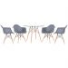 Mesa redonda Eames com tampo de vidro 100 cm + 4 cadeiras Eiffel DAW Cinza Escuro