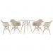 Mesa redonda Eames com tampo de vidro 100 cm + 4 cadeiras Eiffel DAW Nude
