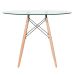 Mesa redonda Eames com tampo de vidro 100 cm + 4 cadeiras Eiffel DAW Nude