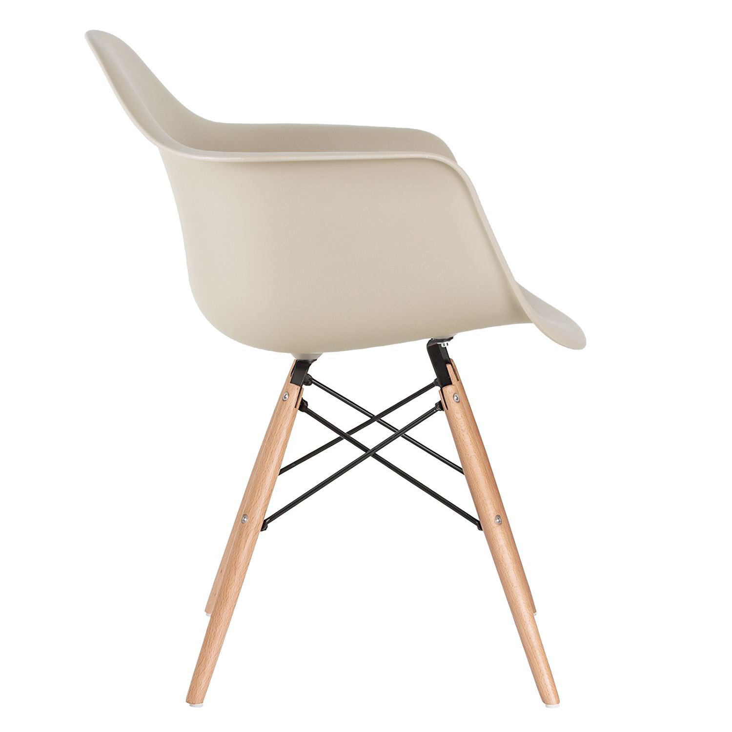 Mesa redonda Eames com tampo de vidro 100 cm + 4 cadeiras Eiffel DAW Nude