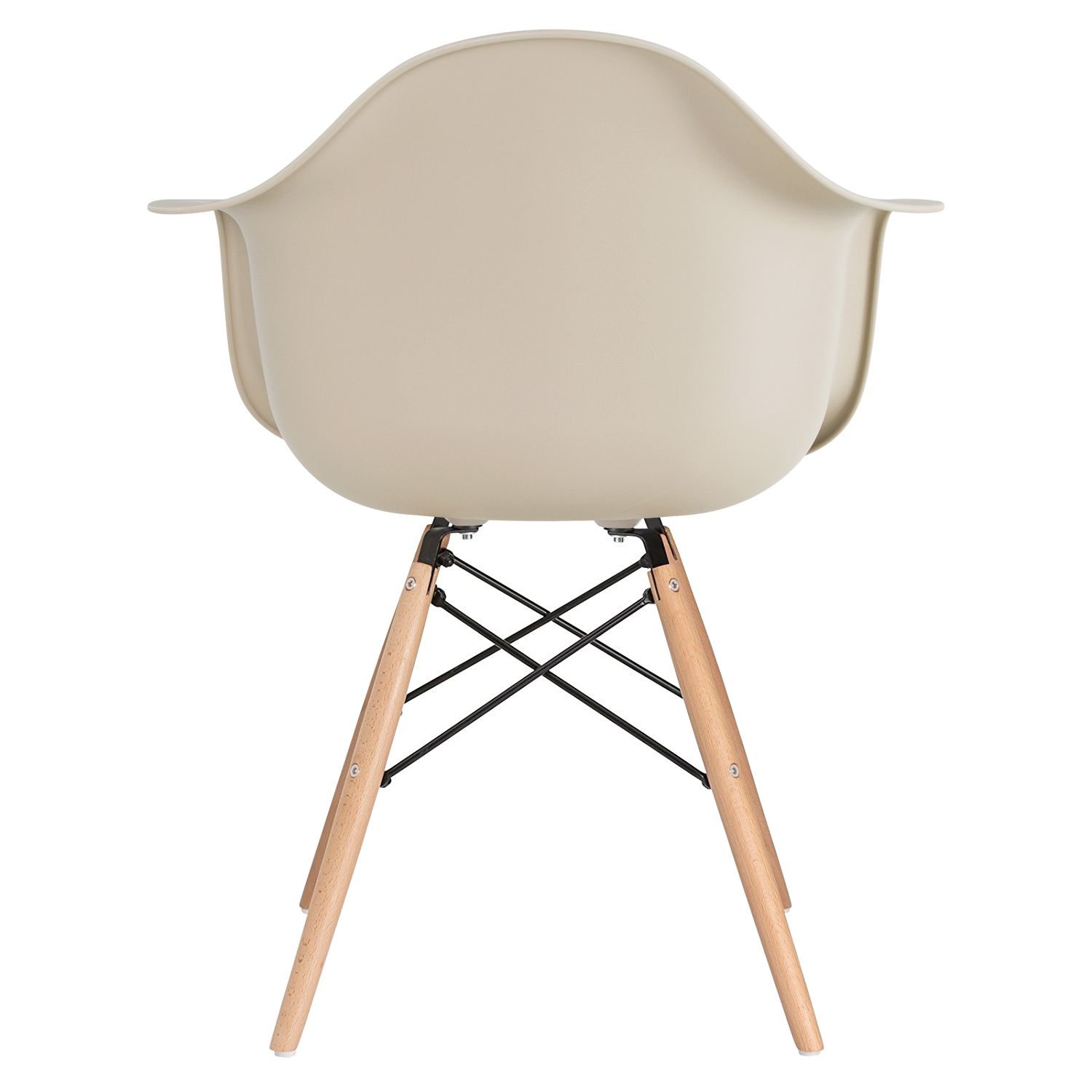 Mesa redonda Eames com tampo de vidro 100 cm + 4 cadeiras Eiffel DAW Nude