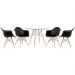 Mesa redonda Eames com tampo de vidro 100 cm + 4 cadeiras Eiffel DAW Preto