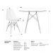Mesa redonda Eames com tampo de vidro 100 cm + 4 cadeiras Eiffel DSW Amarelo