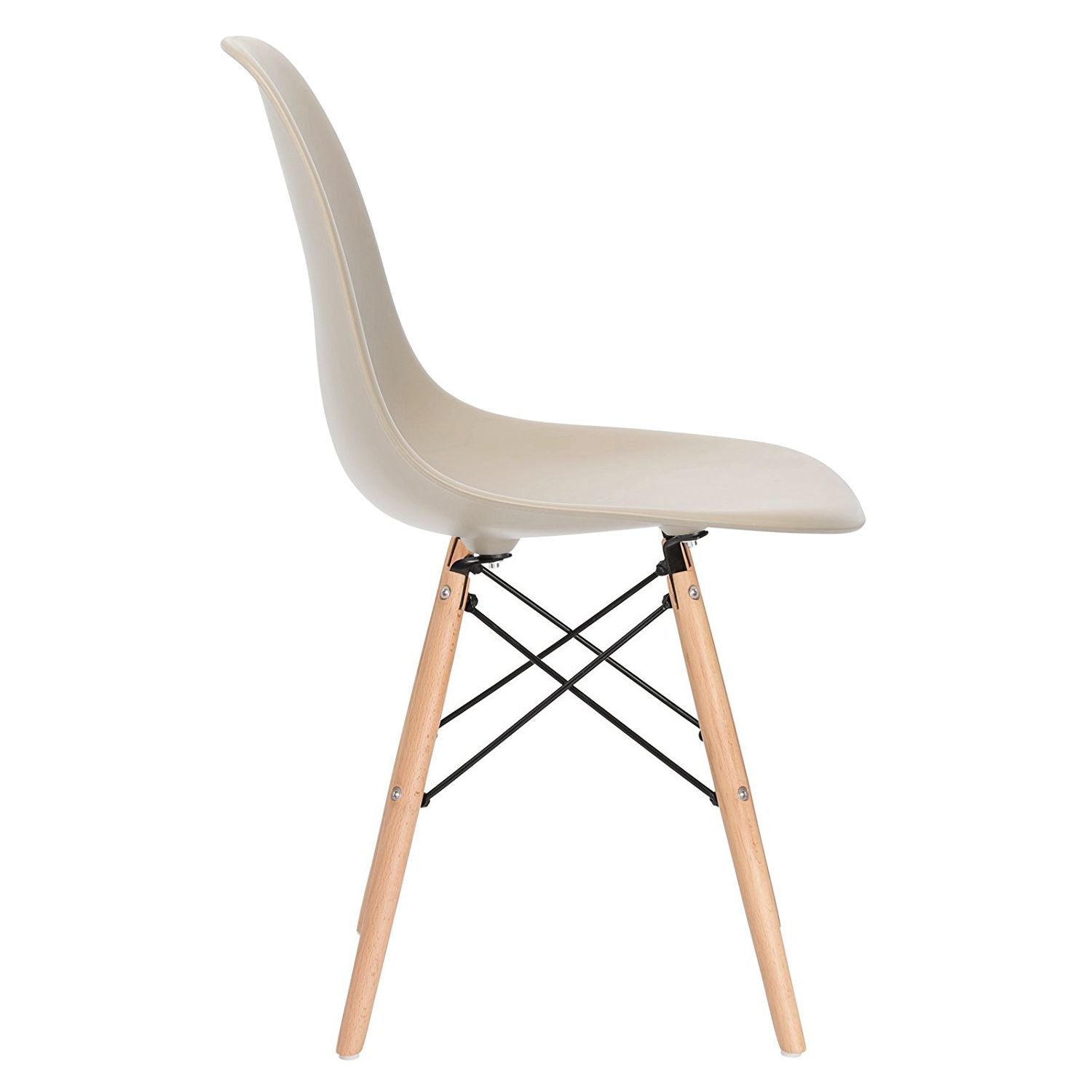 Mesa redonda Eames com tampo de vidro 100 cm + 4 cadeiras Eiffel DSW Nude