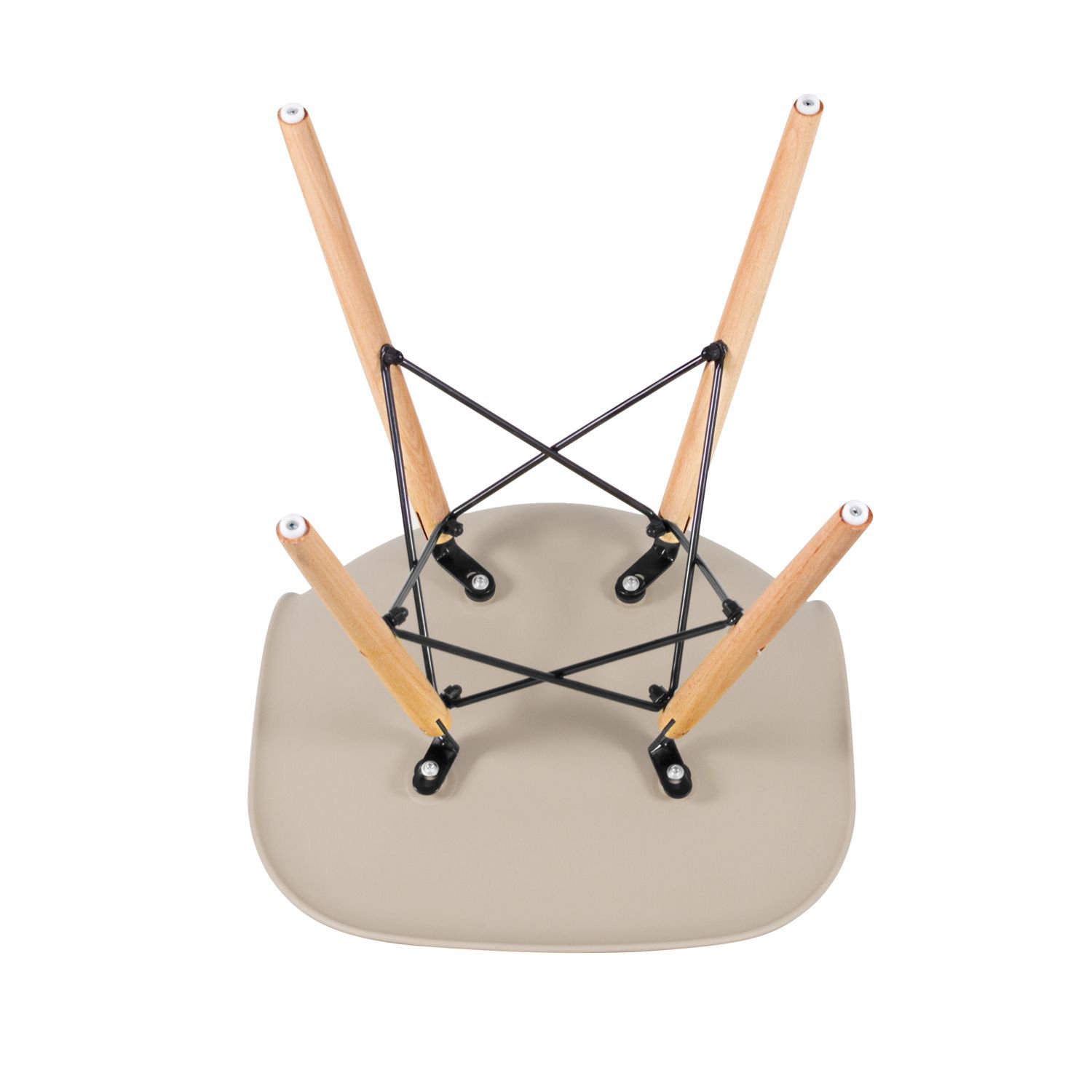 Mesa redonda Eames com tampo de vidro 100 cm + 4 cadeiras Eiffel DSW Nude