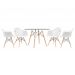 Mesa redonda Eames com tampo de vidro 120 cm + 4 cadeiras Eiffel DAW Branco