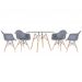 Mesa redonda Eames com tampo de vidro 120 cm + 4 cadeiras Eiffel DAW Cinza escuro