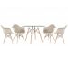 Mesa redonda Eames com tampo de vidro 120 cm + 4 cadeiras Eiffel DAW Nude