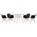 Mesa redonda Eames com tampo de vidro 120 cm + 4 cadeiras Eiffel DAW Preto