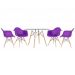 Mesa redonda Eames com tampo de vidro 120 cm + 4 cadeiras Eiffel DAW Roxo