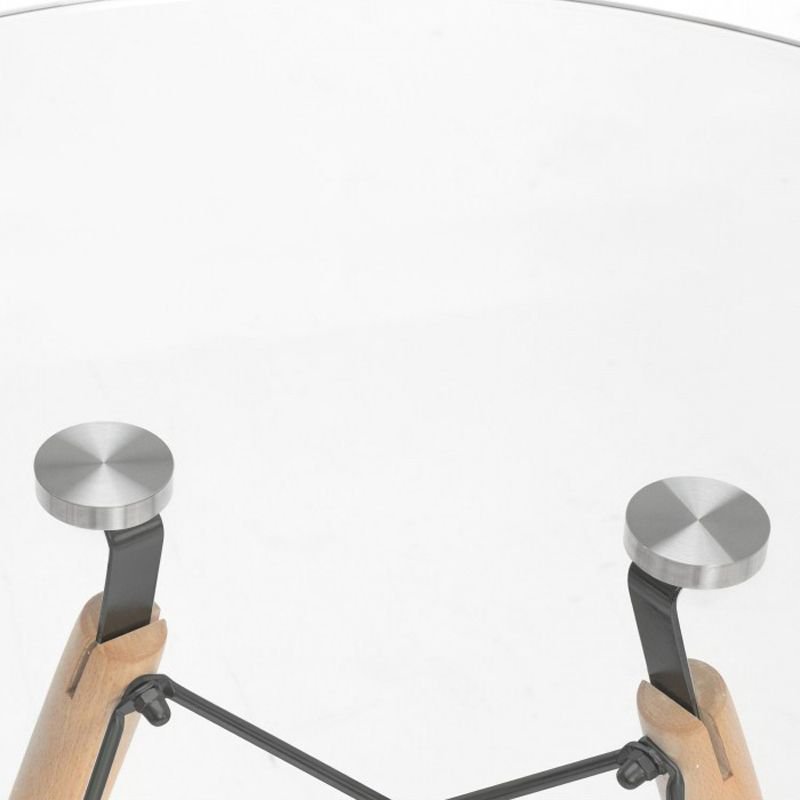 Mesa redonda Eames com tampo de vidro 120 cm + 5 cadeiras Eiffel DAW Rosa pink