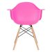 Mesa redonda Eames com tampo de vidro 120 cm + 5 cadeiras Eiffel DAW Rosa pink