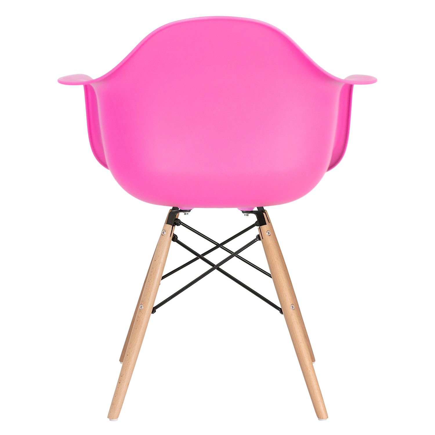 Mesa redonda Eames com tampo de vidro 120 cm + 5 cadeiras Eiffel DAW Rosa pink