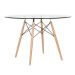 Mesa redonda Eames com tampo de vidro 120 cm + 5 cadeiras Eiffel DSW Vermelho